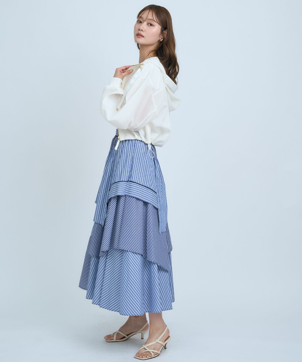 アンドクチュール「マルチストライプスカート」|フレア|