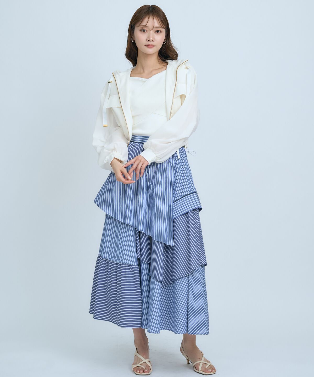 アンドクチュール「マルチストライプスカート」|フレア|