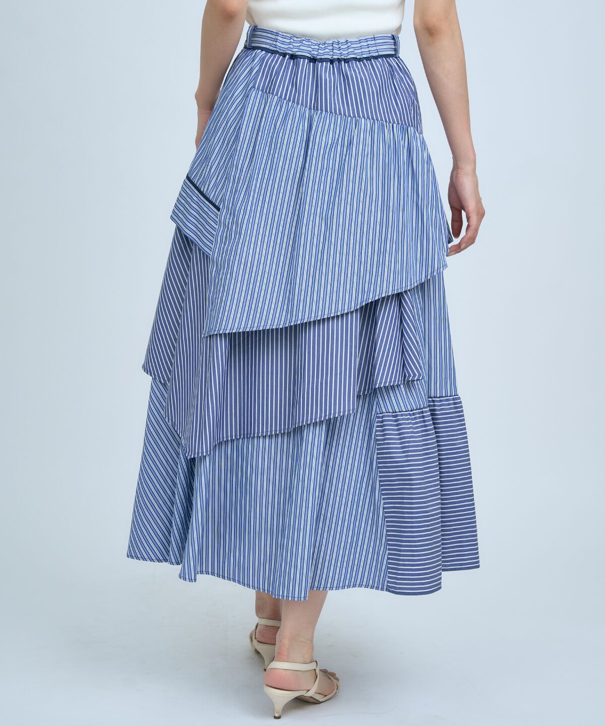 アンドクチュール「マルチストライプスカート」|フレア|