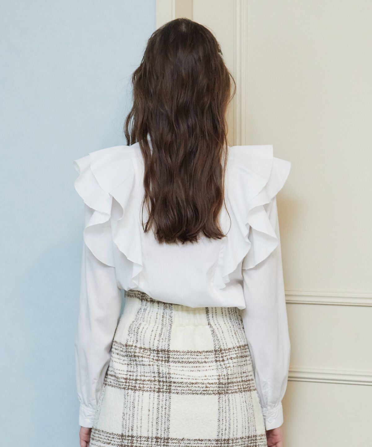 REDYAZEL「ショルダーフリルスタンドシャツ」|シャツ・ブラウス|