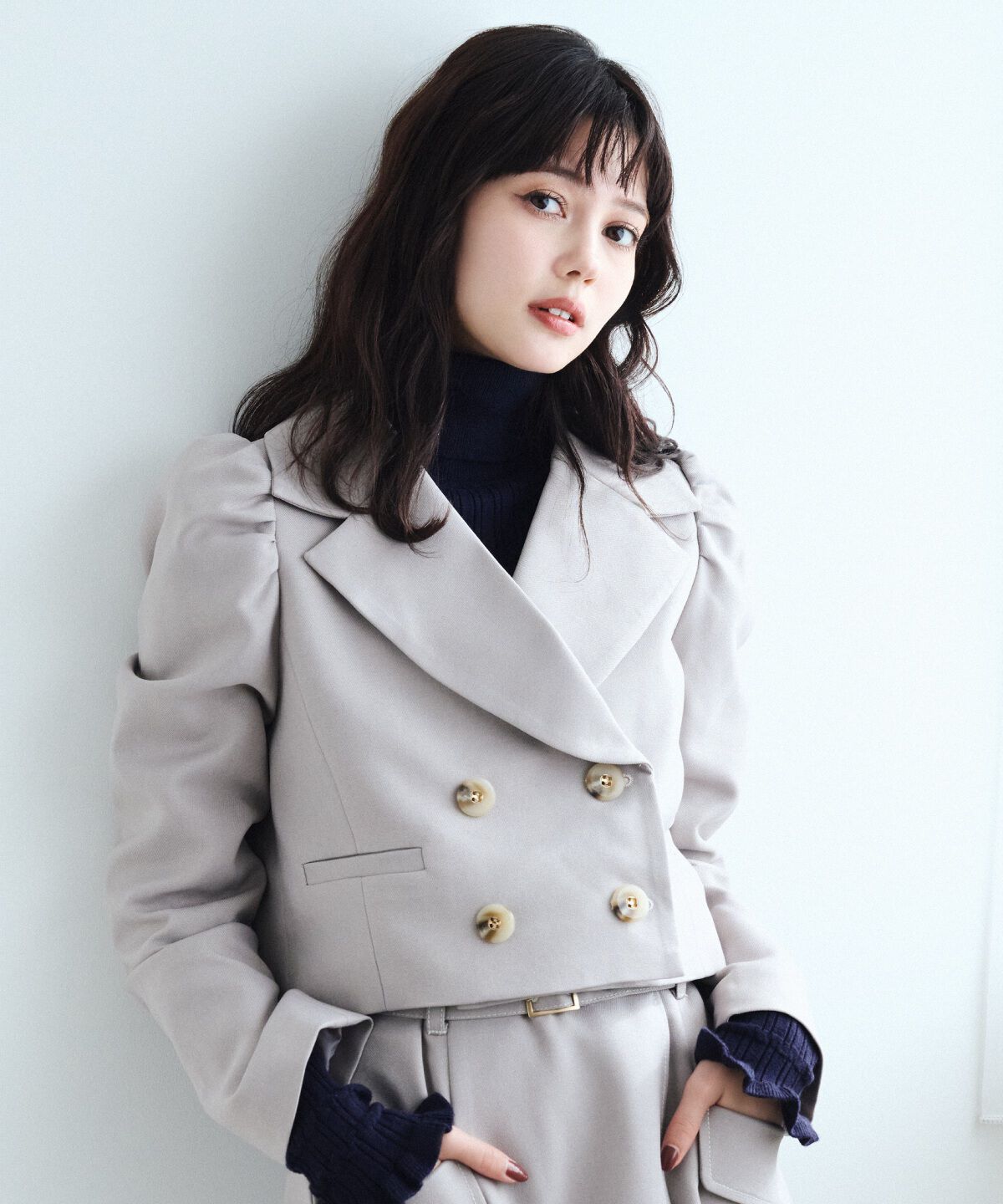 REDYAZEL「ウーリッシュショートダブルジャケット」|テーラードジャケット|ベージュ