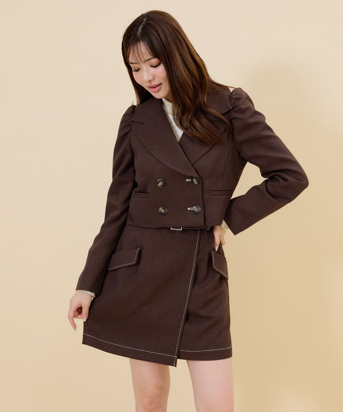 REDYAZEL「ウーリッシュショートダブルジャケット」|テーラードジャケット|