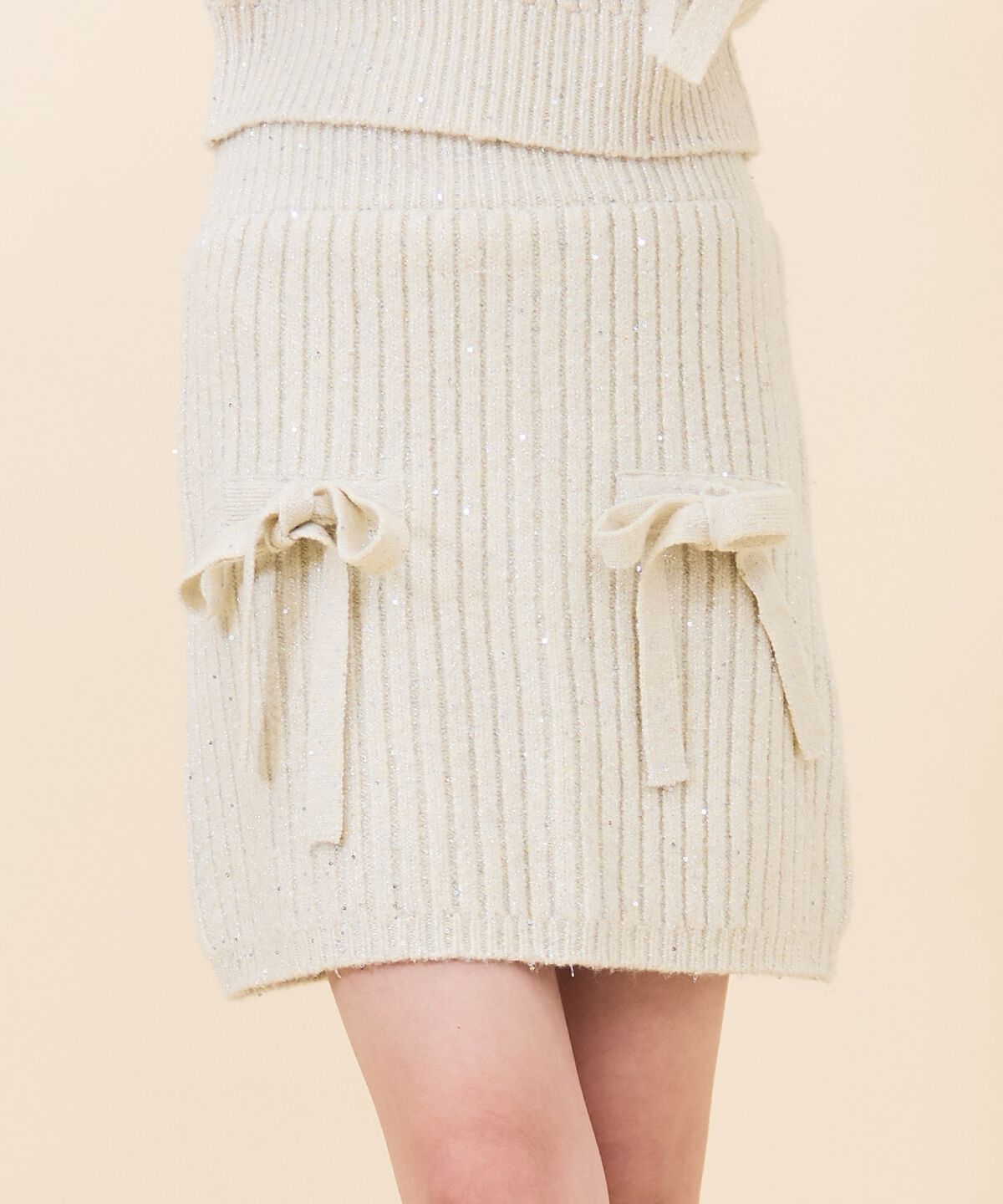 REDYAZEL「ラメスパンコールニットミニスカート」|タイト|