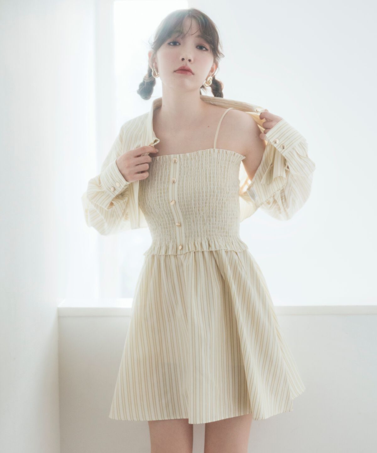 REDYAZEL「ストライプシャツ＆ミニワンピースセット」|ワンピース|