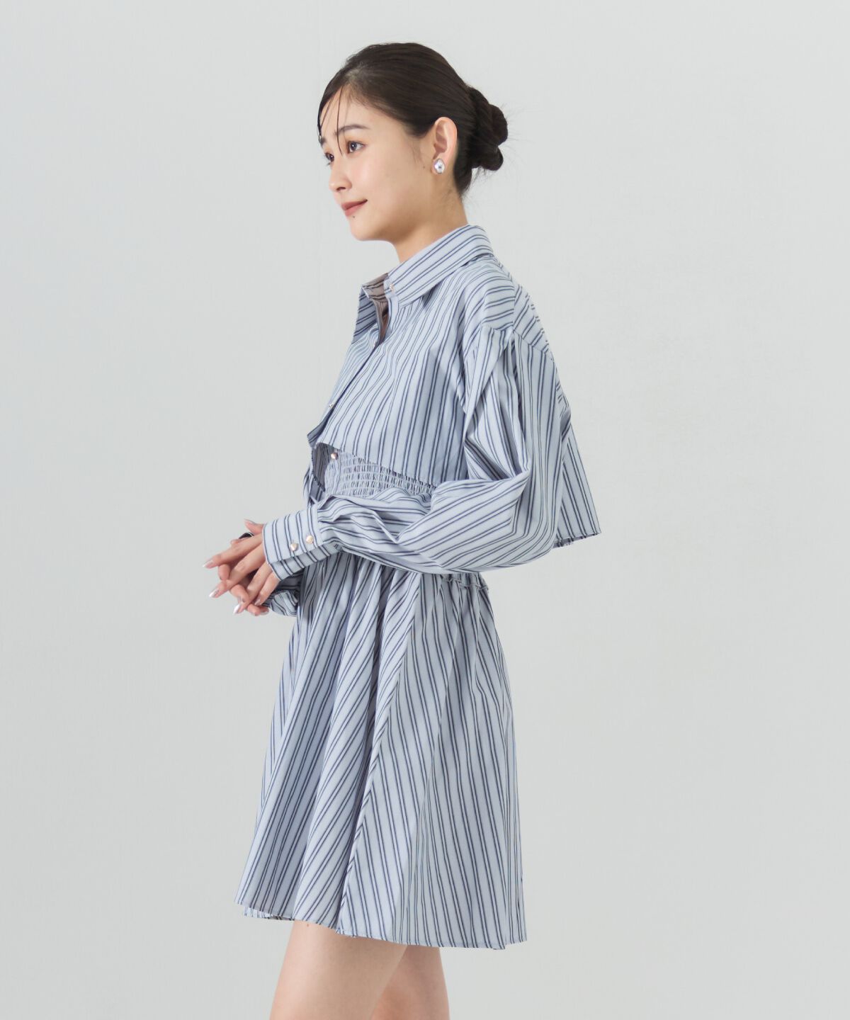 REDYAZEL「ストライプシャツ＆ミニワンピースセット」|ワンピース|
