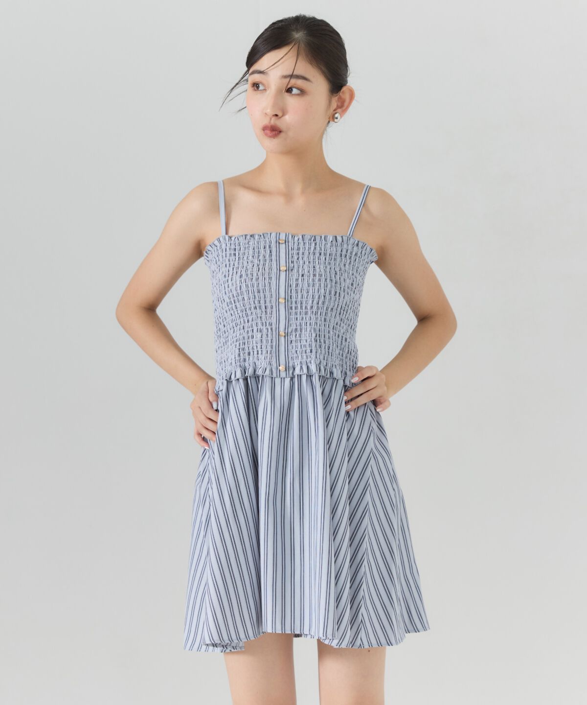 REDYAZEL「ストライプシャツ＆ミニワンピースセット」|ワンピース|