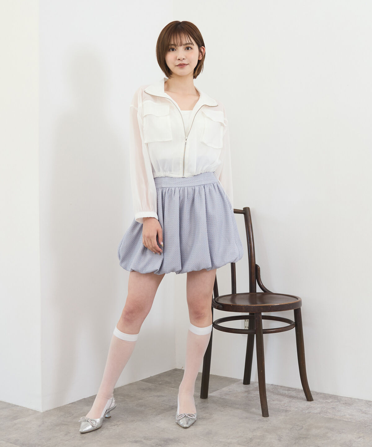 REDYAZEL「フロントポケットシアージャケット」|ノーカラージャケット|