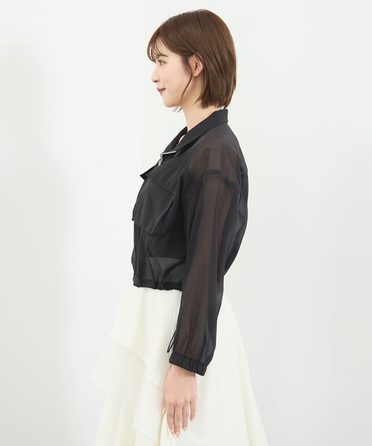 REDYAZEL「フロントポケットシアージャケット」|ノーカラージャケット|