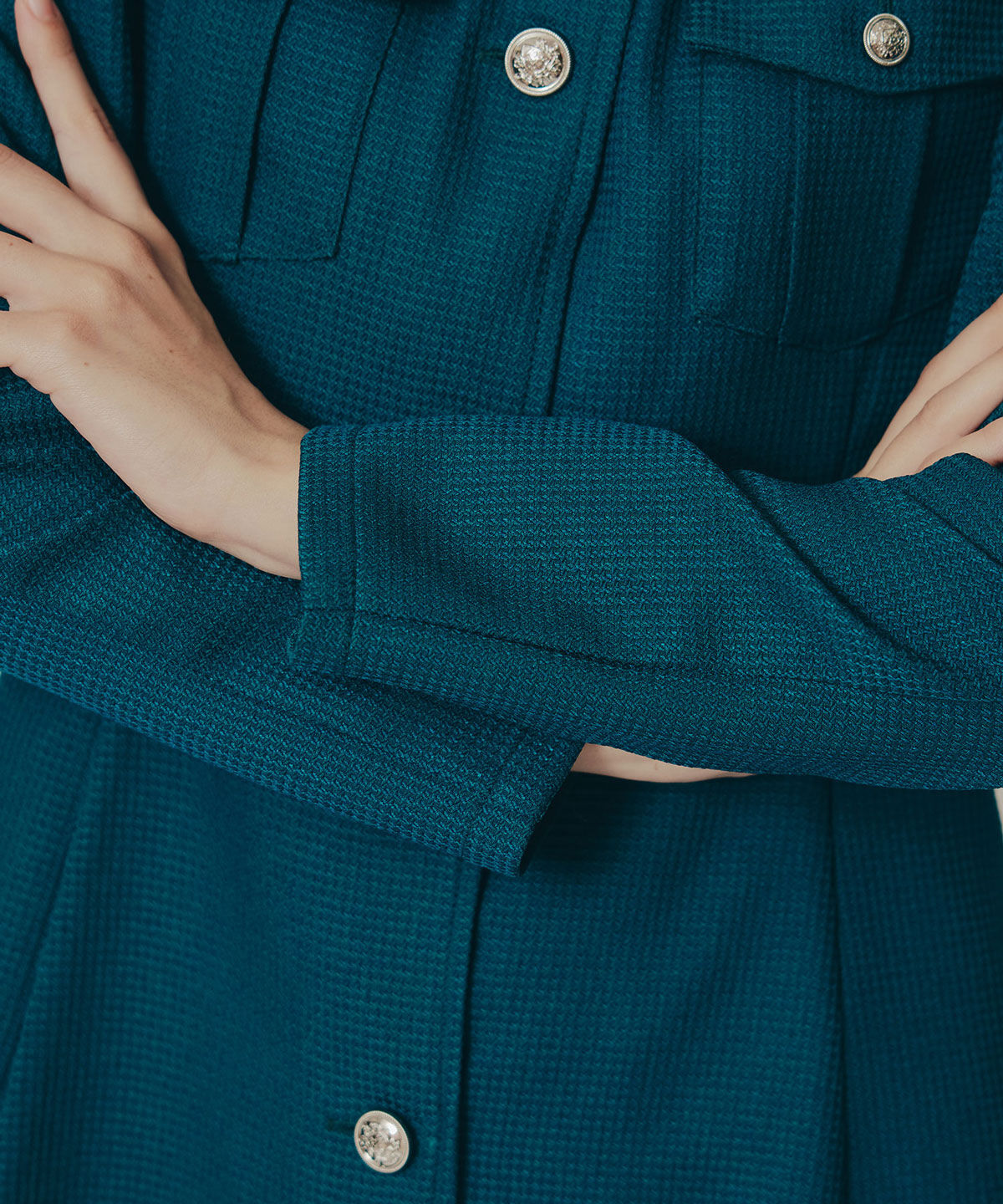 REDYAZEL「エンブレムボタンマイクロワッフルシャツワンピース」|ワンピース|