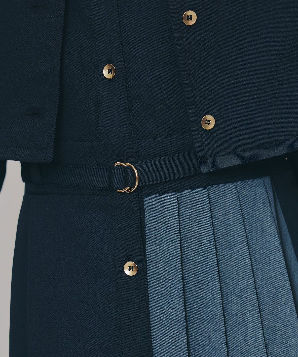 REDYAZEL「バイカラーアシメプリーツロングスリーブシャツワンピース」|ワンピース|