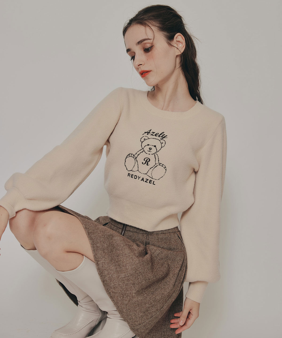 REDYAZEL「Azelyフラッフィニットプルオーバー」|ニット・セーター|ピンク