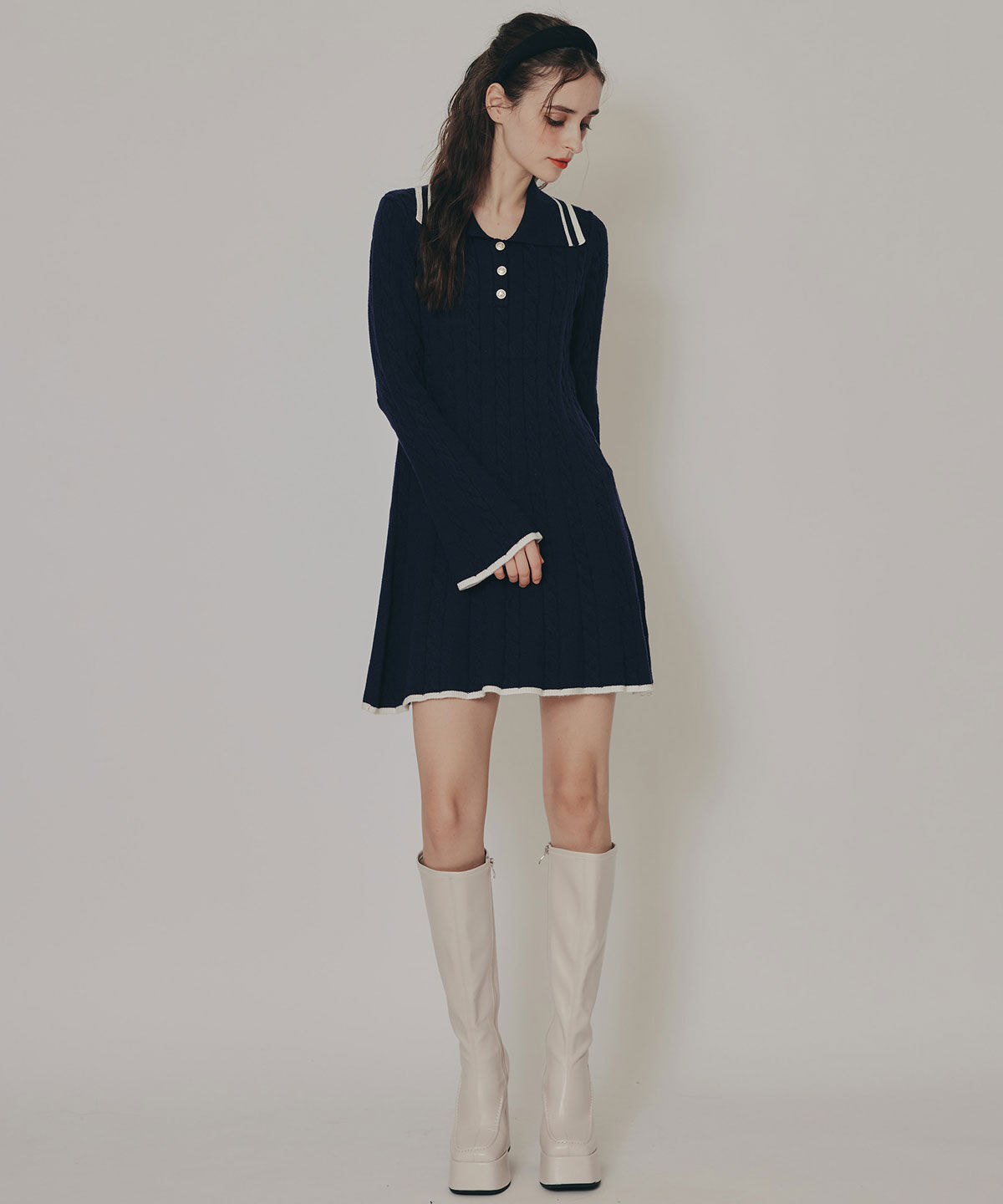 REDYAZEL「ラインケーブルミニニットワンピース」|ワンピース|