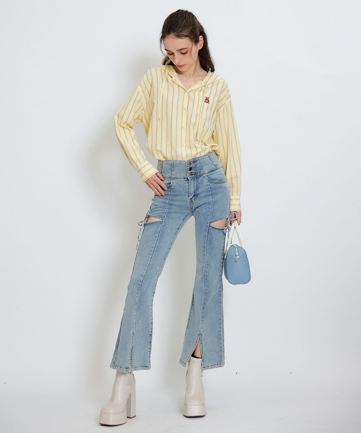 REDYAZEL「Azelyハートストライプフードシャツブラウス」|シャツ・ブラウス|