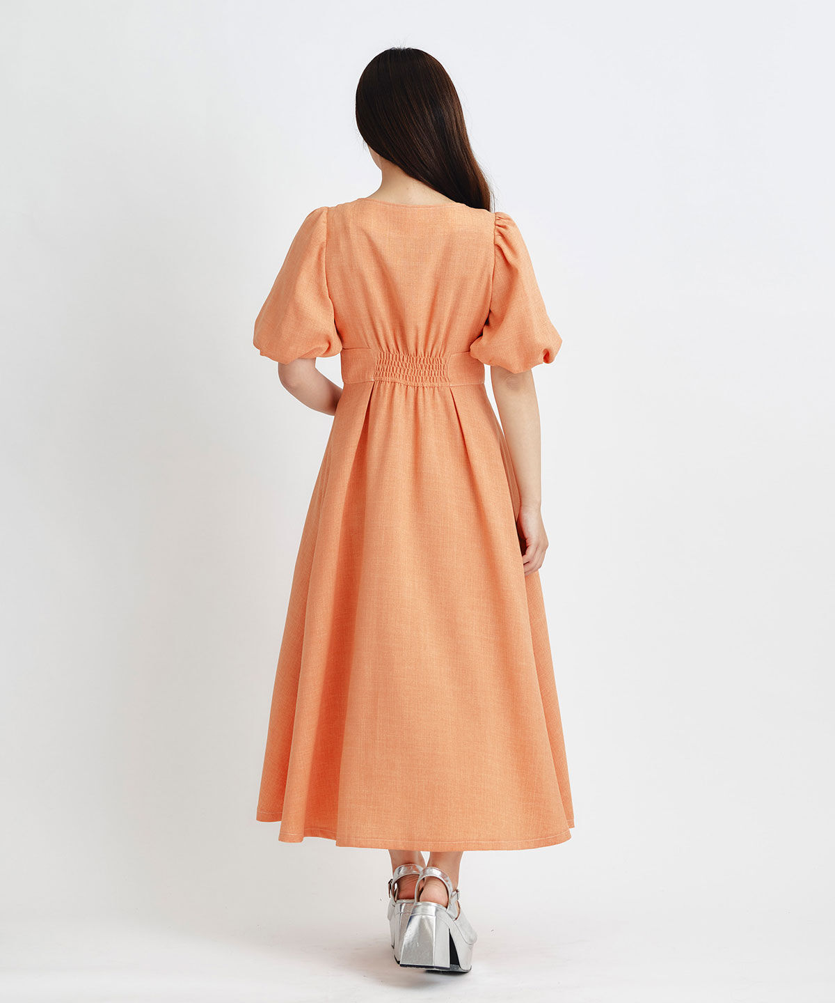 REDYAZEL「コルセットバルーンスリーブフレアロングワンピース」|ワンピース|