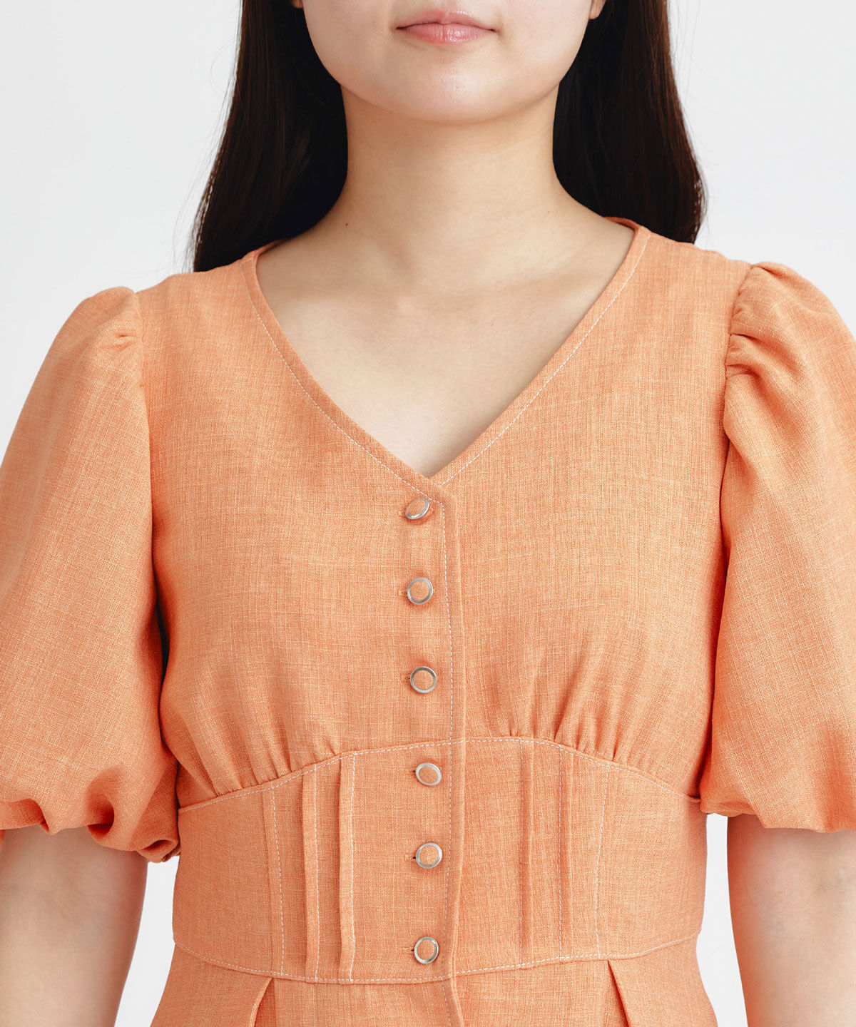 REDYAZEL「コルセットバルーンスリーブフレアロングワンピース」|ワンピース|