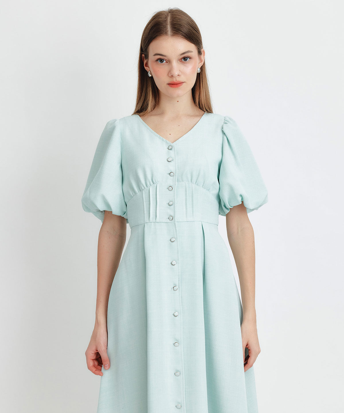 REDYAZEL「コルセットバルーンスリーブフレアロングワンピース」|ワンピース|