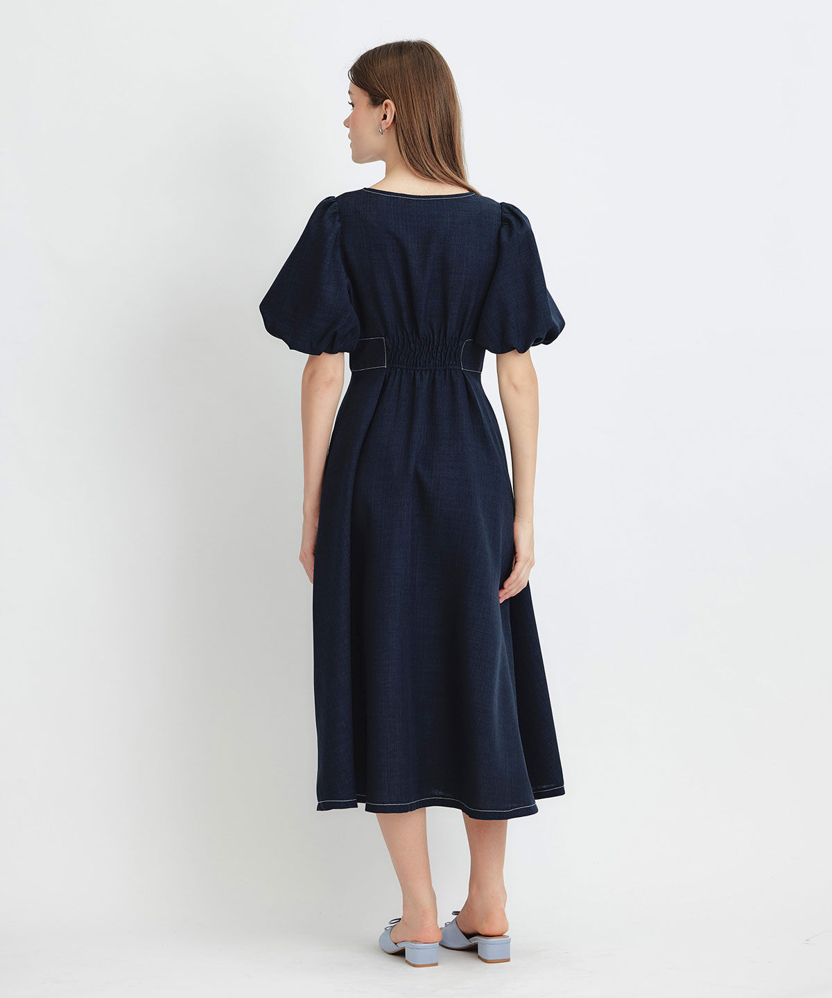 REDYAZEL「コルセットバルーンスリーブフレアロングワンピース」|ワンピース|