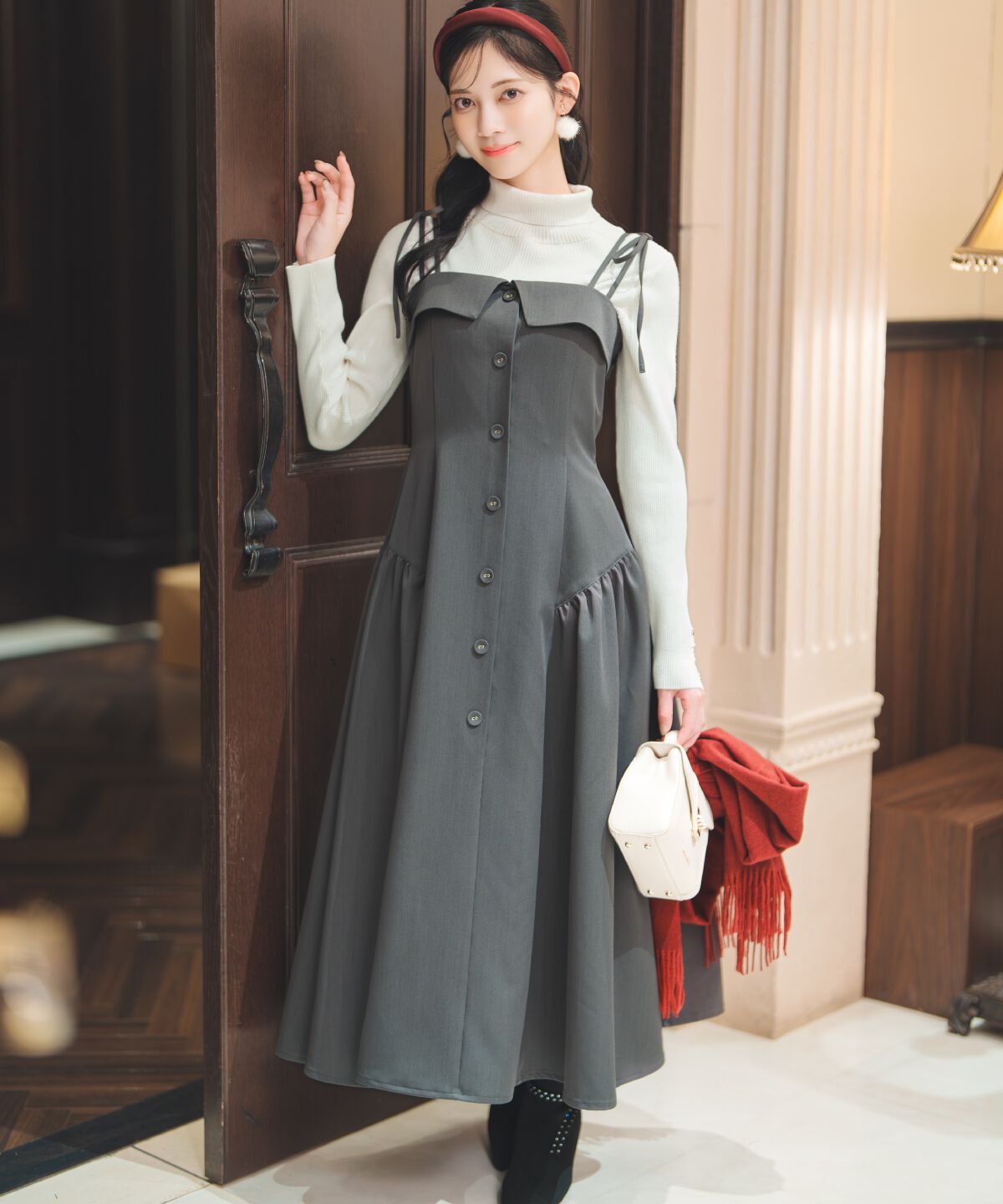 WILLSELECTION「ギャザー切替ストラップキャミワンピース」|ワンピース|