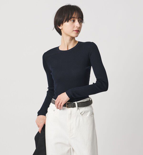 UNITED ARROWS「シルク リブ クルーネック ニット」|ニット・セーター|