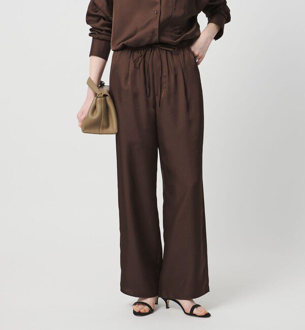 UNITED ARROWS「シルクライク イージーパンツ」|チノ|DK.BROWN