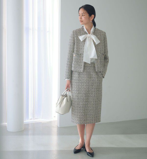 UNITED ARROWS green label relaxing「ツイードライク ノーカラー ジャケット」|ノーカラージャケット|