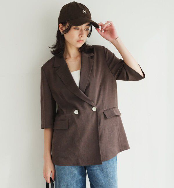 UNITED ARROWS green label relaxing「【結論シリーズ】シアーエアミドルスリーブジャケット［size SHORTあり］」|テーラードジャケット|DK.BROWN