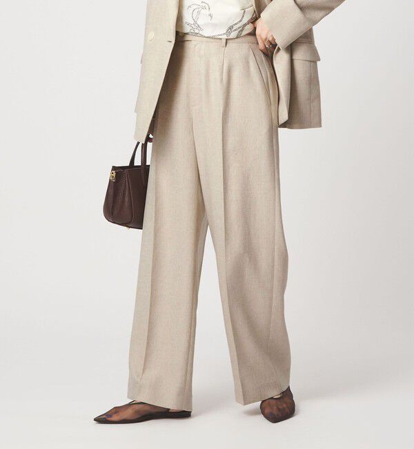 UNITED ARROWS green label relaxing「［size SHORT/TALLあり］リネンライク ストレート パンツ」|スラックス|NATURAL