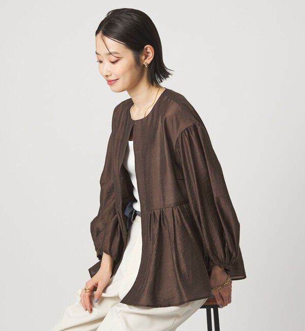 UNITED ARROWS green label relaxing「［size SHORTあり］fleurie(フルリー) シアー ノーカラー ジャケット 接触冷感」|ノーカラージャケット|