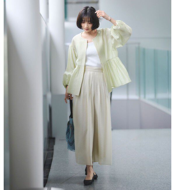 UNITED ARROWS green label relaxing「［size SHORTあり］fleurie(フルリー) シアー ノーカラー ジャケット 接触冷感」|ノーカラージャケット|