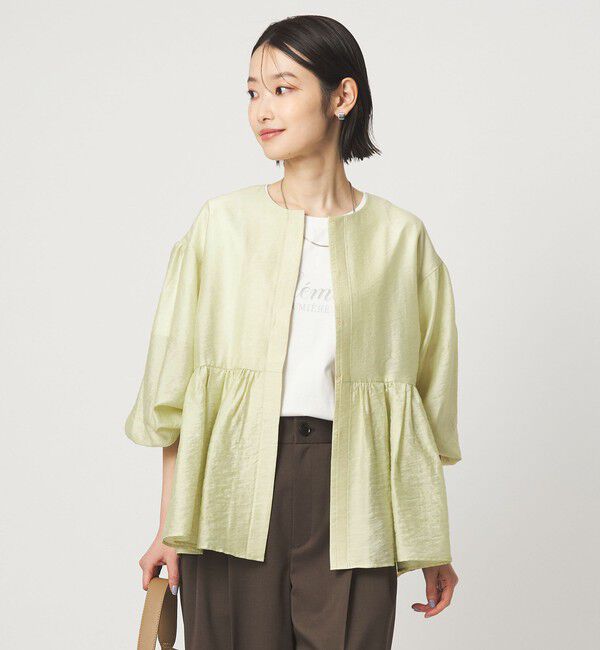 UNITED ARROWS green label relaxing「［size SHORTあり］fleurie(フルリー) シアー ノーカラー ジャケット 接触冷感」|ノーカラージャケット|