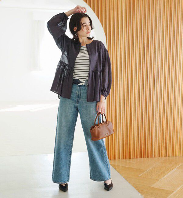 UNITED ARROWS green label relaxing「［size SHORTあり］fleurie(フルリー) シアー ノーカラー ジャケット 接触冷感」|ノーカラージャケット|