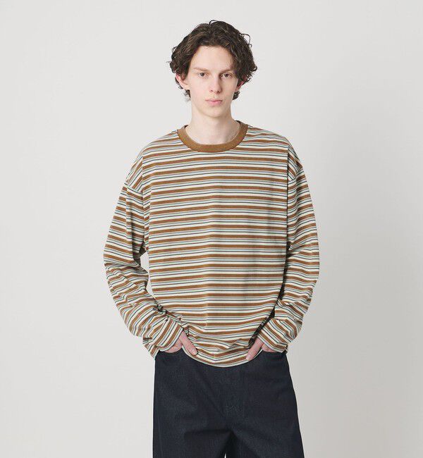 MONKEY TIME「ウォッシュド ボーダー ロングスリーブ Tシャツ」|Tシャツ・カットソー|