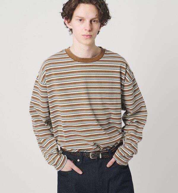 MONKEY TIME「ウォッシュド ボーダー ロングスリーブ Tシャツ」|Tシャツ・カットソー|