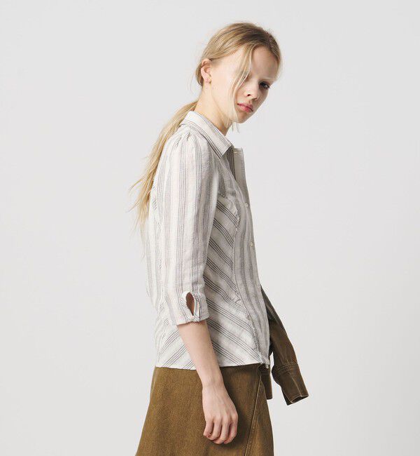ATTISESSION「＜ATTISESSION＞コットン ギャザー 6分袖 シャツ」|シャツ・ブラウス|