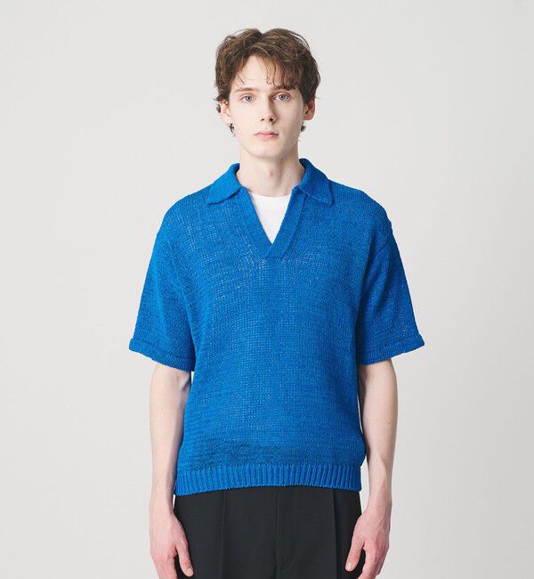 BEAUTY&YOUTH UNITED ARROWS「テープヤーン スキッパー ショートスリーブ ニット ウォッシャブル」|ニット・セーター|