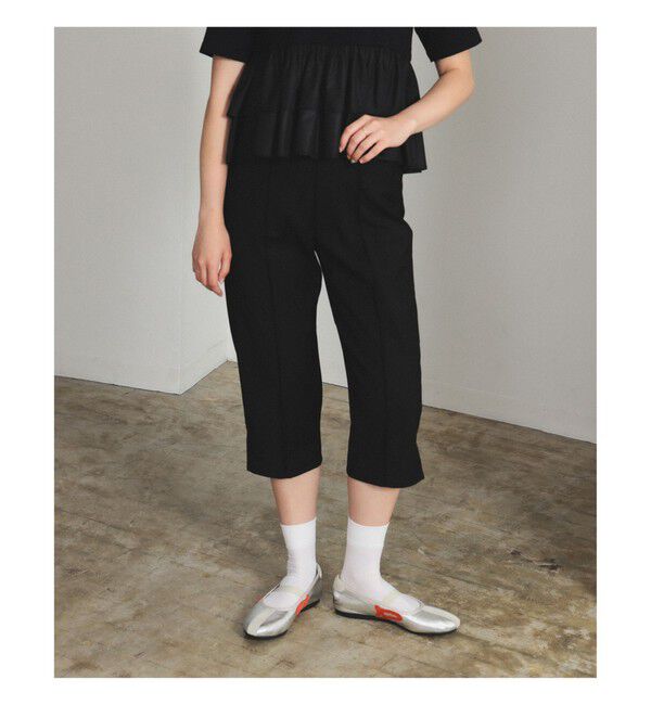 Ray BEAMS 「ストレッチ カプリ パンツ」|チノ|BLACK