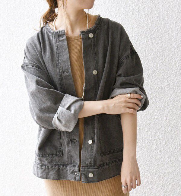 SHIPS any「《一部追加予約》SHIPS any: ノーカラー デニム ブルゾン［SHIPS any DENIM］」|デニムジャケット|