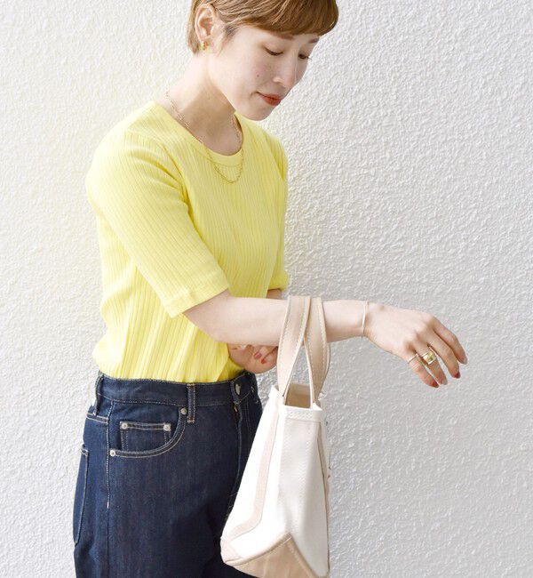 SHIPS any「《一部追加予約》SHIPS any:〈洗濯機可能〉テレコ リブ ハーフスリーブ TEE」|Tシャツ・カットソー|