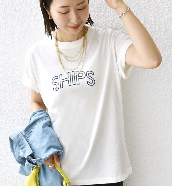 SHIPS for women「《一部追加予約》【WEB限定】 SHIPS ラウンド プリント ロゴ TEE」|Tシャツ・カットソー|