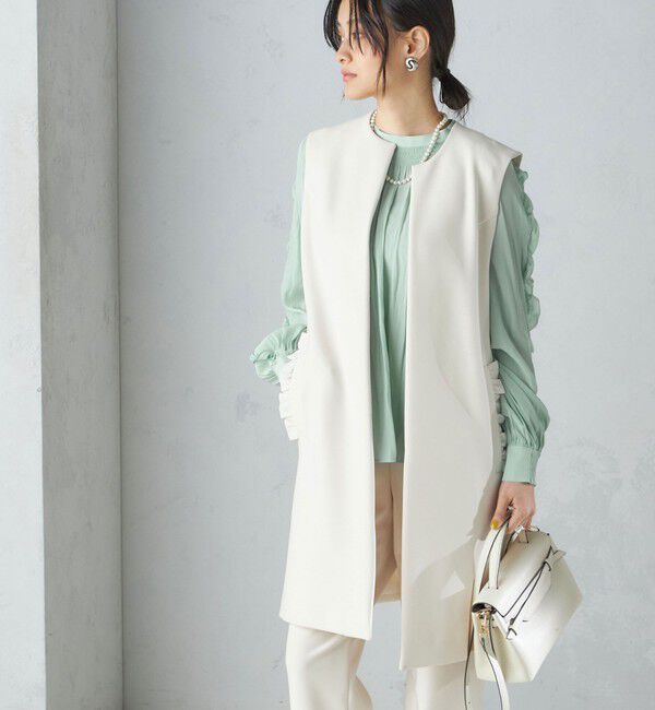 SHIPS for women「【SHIPS別注】kaene:〈洗濯機可能〉ハイストレッチ ダンボール フリル ジレ」|ベスト・ジレ|オートミール