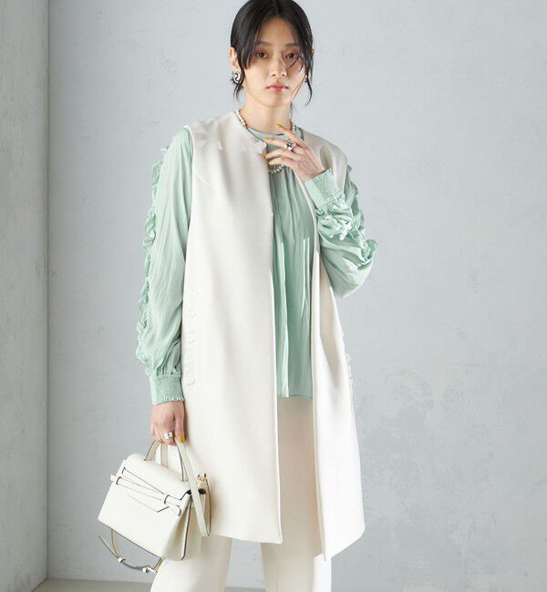 SHIPS for women「【SHIPS別注】kaene:〈洗濯機可能〉ハイストレッチ ダンボール フリル ジレ」|ベスト・ジレ|