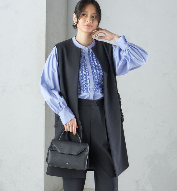 SHIPS for women「【SHIPS別注】kaene:〈洗濯機可能〉ハイストレッチ ダンボール フリル ジレ」|ベスト・ジレ|