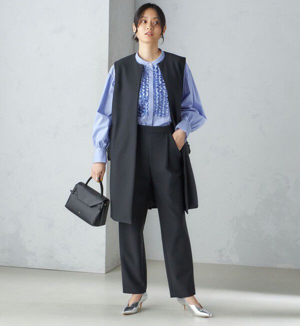 SHIPS for women「【SHIPS別注】kaene:〈洗濯機可能〉ハイストレッチ ダンボール フリル ジレ」|ベスト・ジレ|