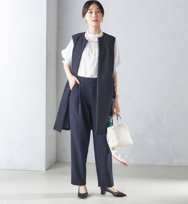 SHIPS for women「【SHIPS別注】kaene:〈洗濯機可能〉ハイストレッチ ダンボール フリル ジレ」|ベスト・ジレ|