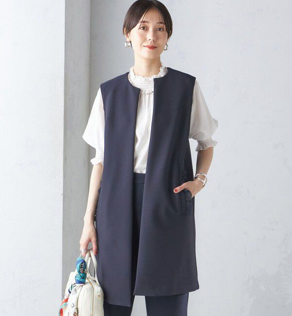 SHIPS for women「【SHIPS別注】kaene:〈洗濯機可能〉ハイストレッチ ダンボール フリル ジレ」|ベスト・ジレ|