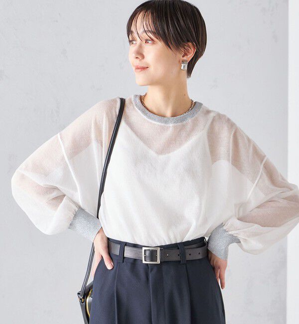 SHIPS for women「〈手洗い可能〉シアー ラメ クルーネック プルオーバー 24SS ◇」|ニット・セーター|