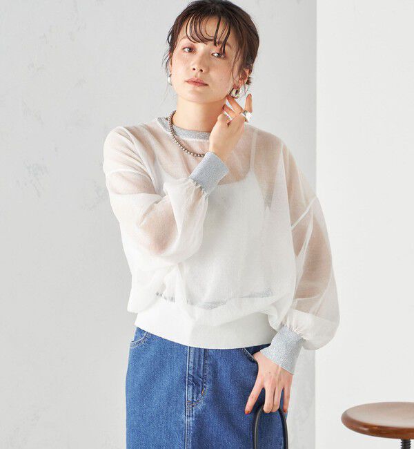 SHIPS for women「〈手洗い可能〉シアー ラメ クルーネック プルオーバー 24SS ◇」|ニット・セーター|