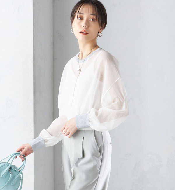 SHIPS for women「〈手洗い可能〉シアー ラメ クルーネック プルオーバー 24SS ◇」|ニット・セーター|