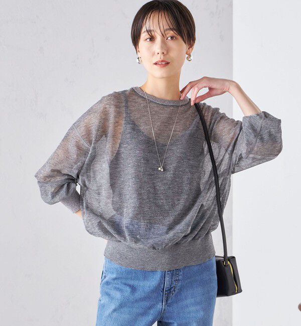 SHIPS for women「〈手洗い可能〉シアー ラメ クルーネック プルオーバー 24SS ◇」|ニット・セーター|