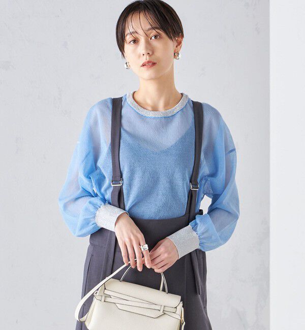 SHIPS for women「〈手洗い可能〉シアー ラメ クルーネック プルオーバー 24SS ◇」|ニット・セーター|